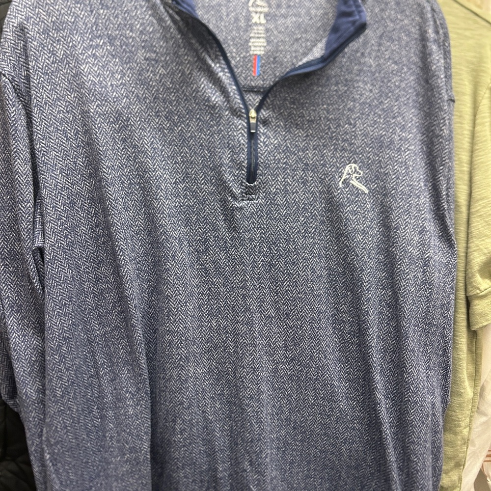 Rhoback Navy Herringbone Quarter-Zip